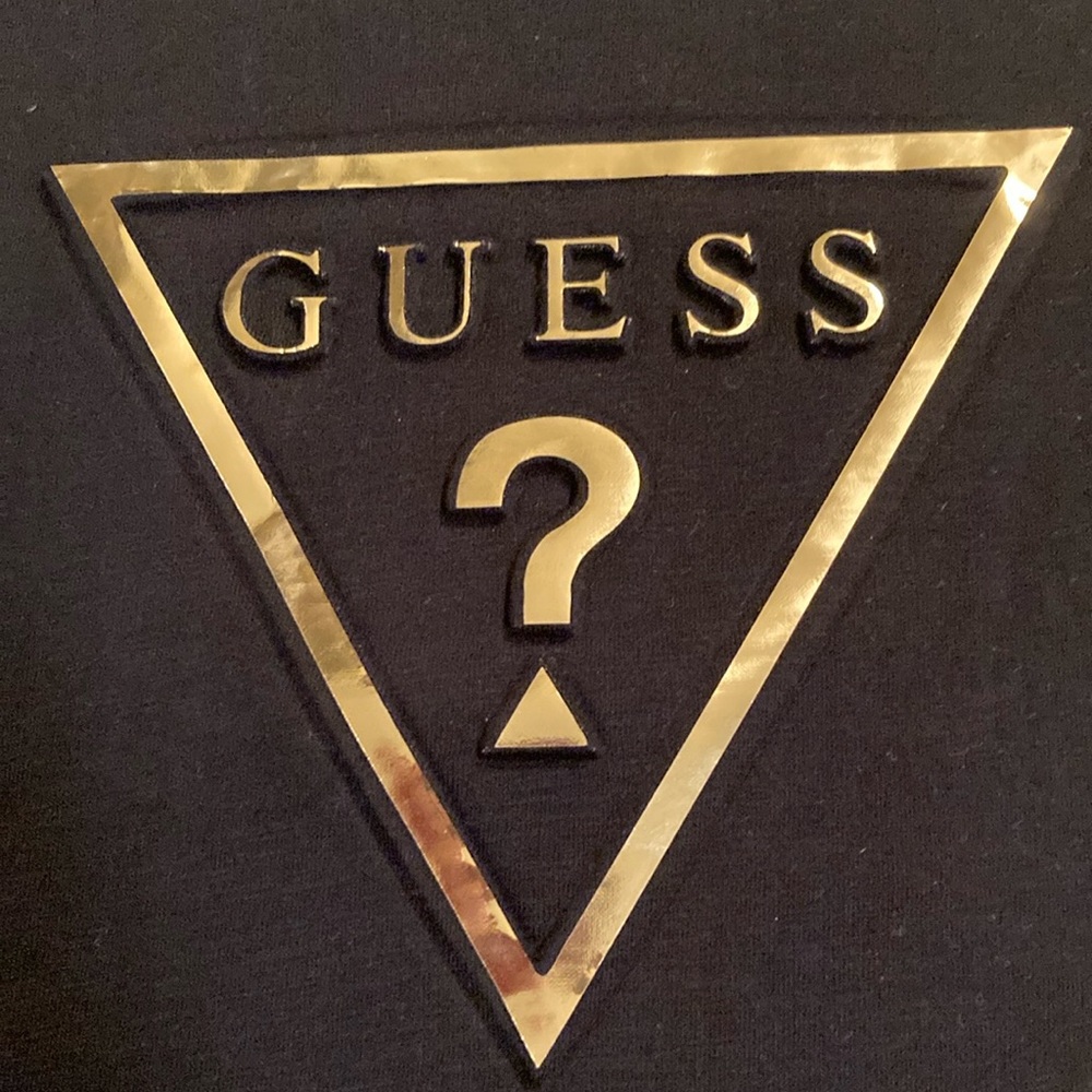 GUESS tee shirt size large NWOT black/ gold